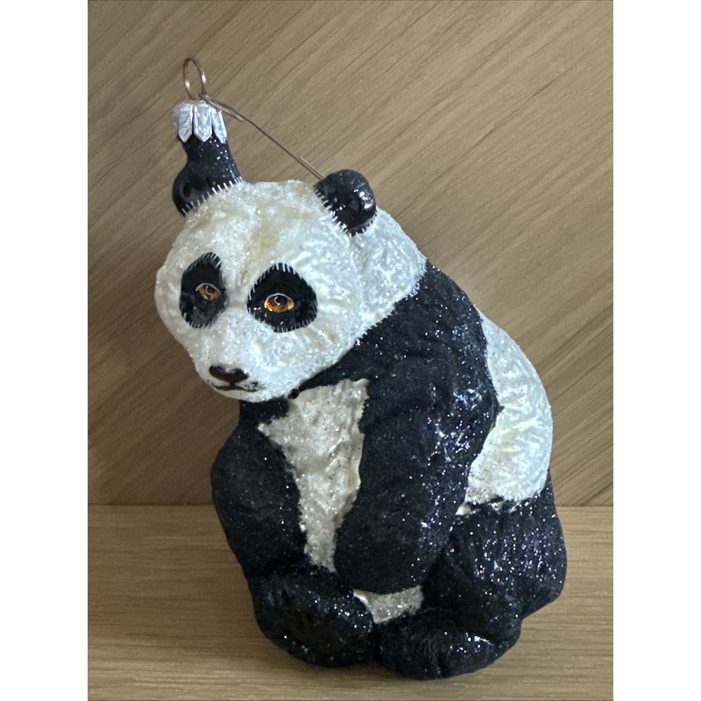 Slavic Treasures Panda Bear‎ Hand Blown Glass Ornament - Poland